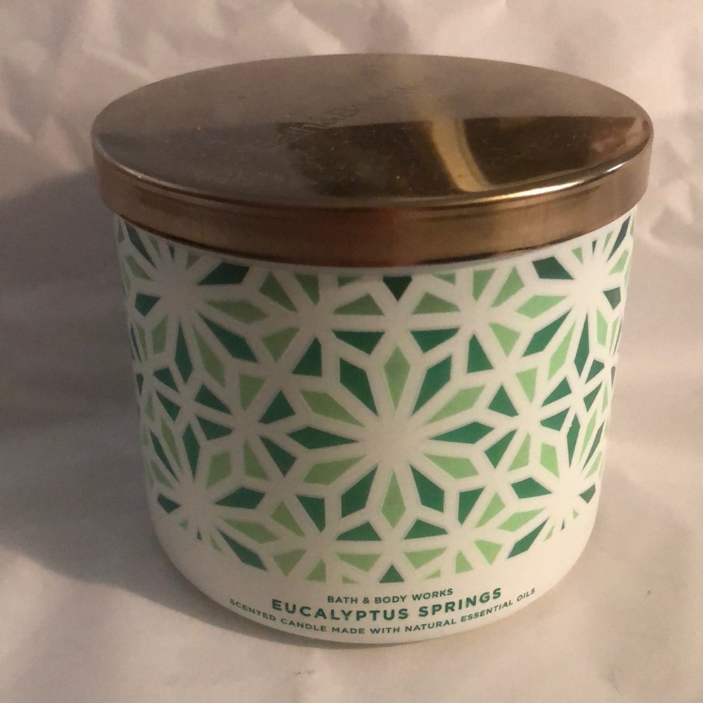 NWT Bath & Body Works Eucalyptus Springs 3 wick candle.